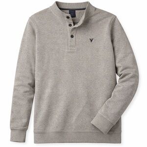 American Eagle Outfitters Men’s Gray Henley Knit Sweatshirt Pullover XXL